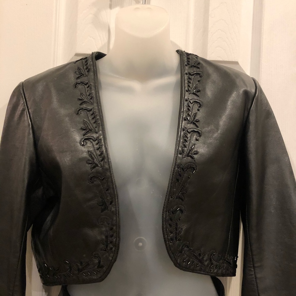LEATHER BOLERO JACKET